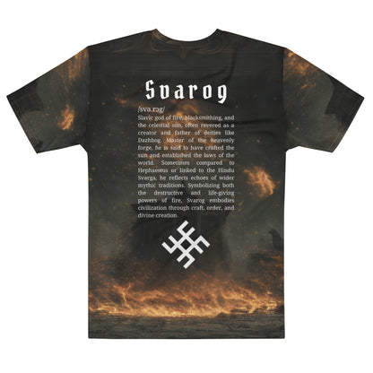 Svarog Slavic God T-Shirt – Men’s All-Over Print Mythology Tee with Bestiary Back Design