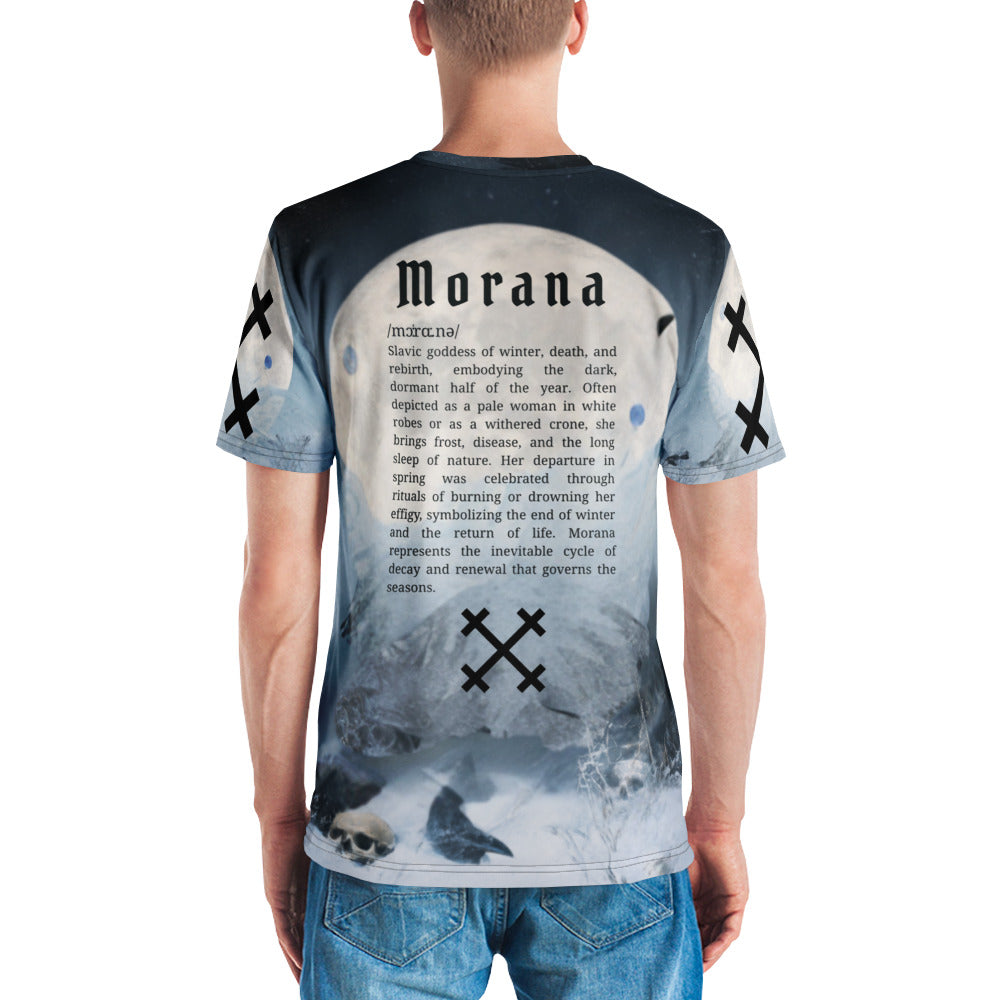 Morana Slavic Goddess T-Shirt – Men’s All-Over Print Mythology Tee with Bestiary Back Design