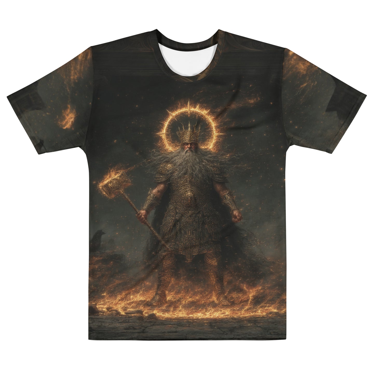 Svarog Slavic God T-Shirt – Men’s All-Over Print Mythology Tee with Bestiary Back Design