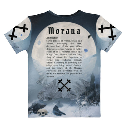 Morana Slavic Goddess Women’s T-Shirt – All-Over Print Mythology Tee with Bestiary Back Design