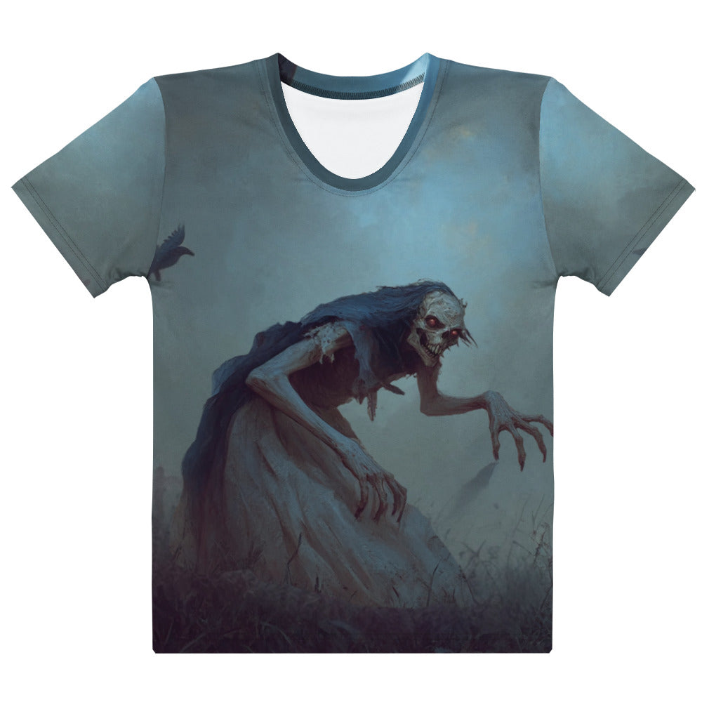 Upiór Slavic Creature Women’s T-Shirt – All-Over Print Mythology Tee with Bestiary Back Design