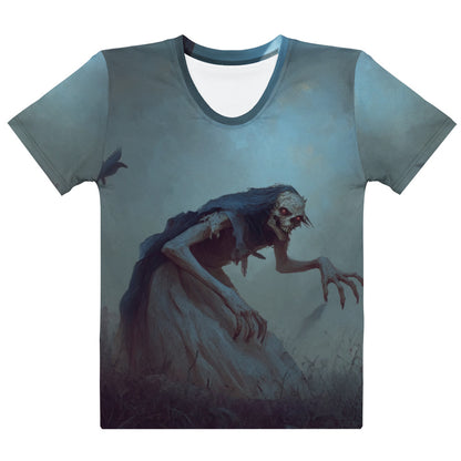 Upiór Slavic Creature Women’s T-Shirt – All-Over Print Mythology Tee with Bestiary Back Design